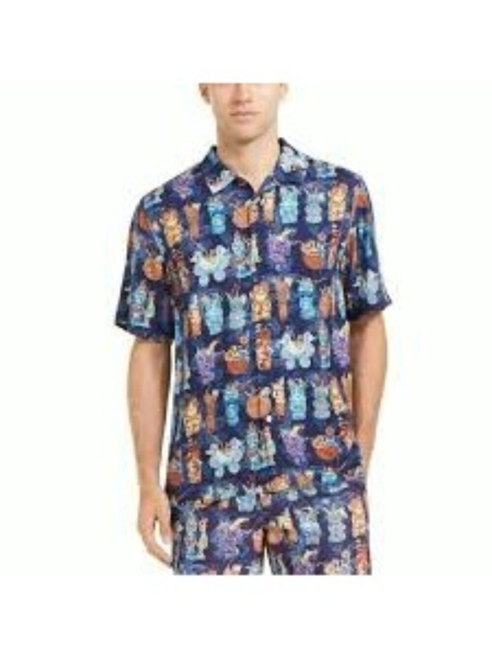 Tommy Bahama 2XL Tiki Mug Cocktail Blue Aloha Hawaiian Shirt Hula Girl